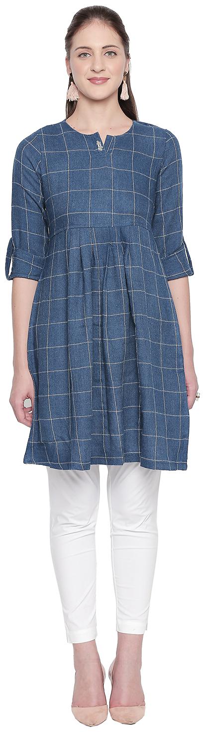

Akkriti By Pantaloons Women Checked Regular tunic - Blue