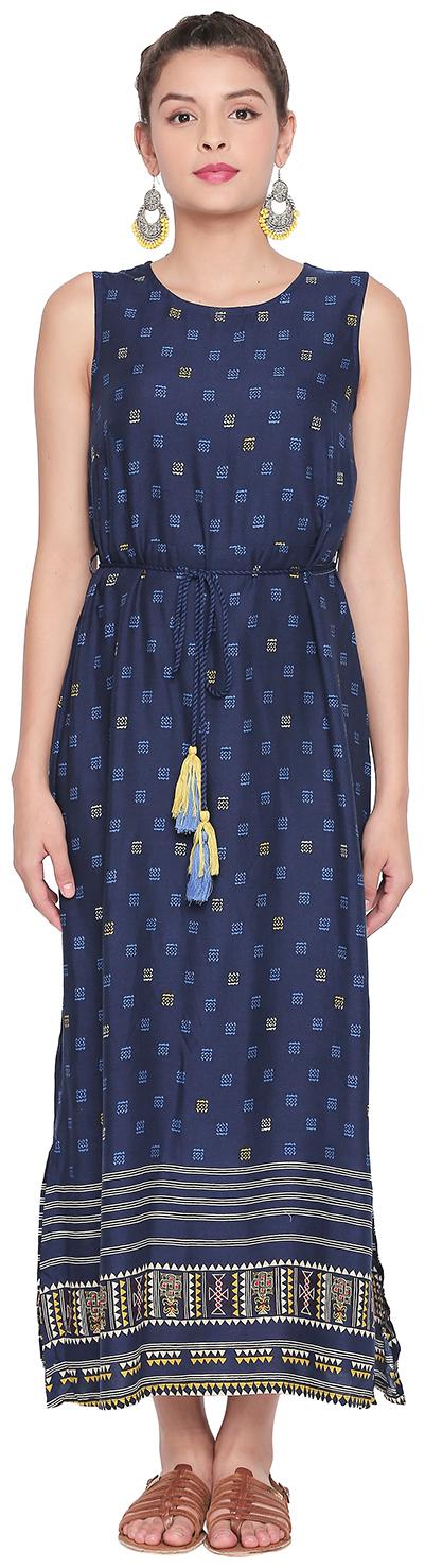 

Akkriti By Pantaloons Blue Printed Maxi dress
