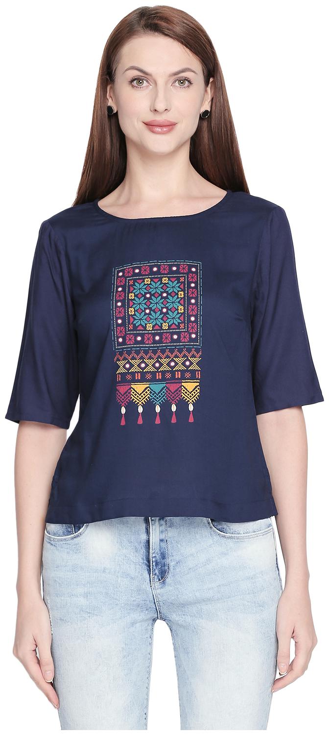 

Akkriti By Pantaloons Women Embroidered Regular top - Blue