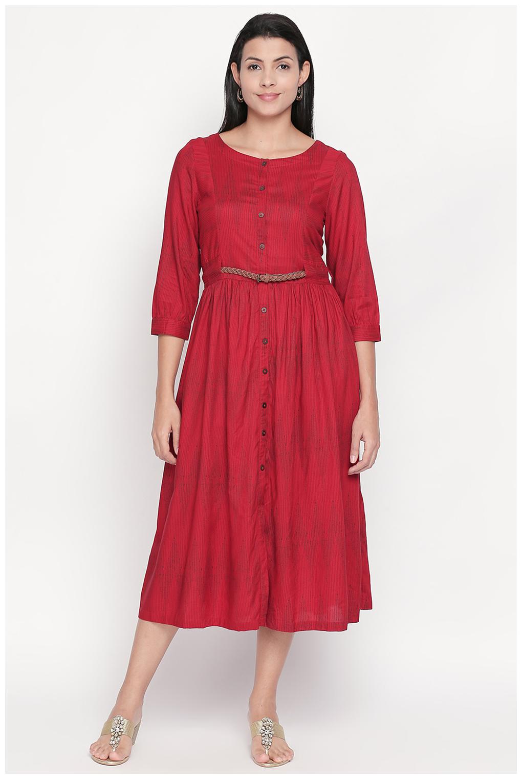 

Akkriti By Pantaloons Red Printed Shirt dress