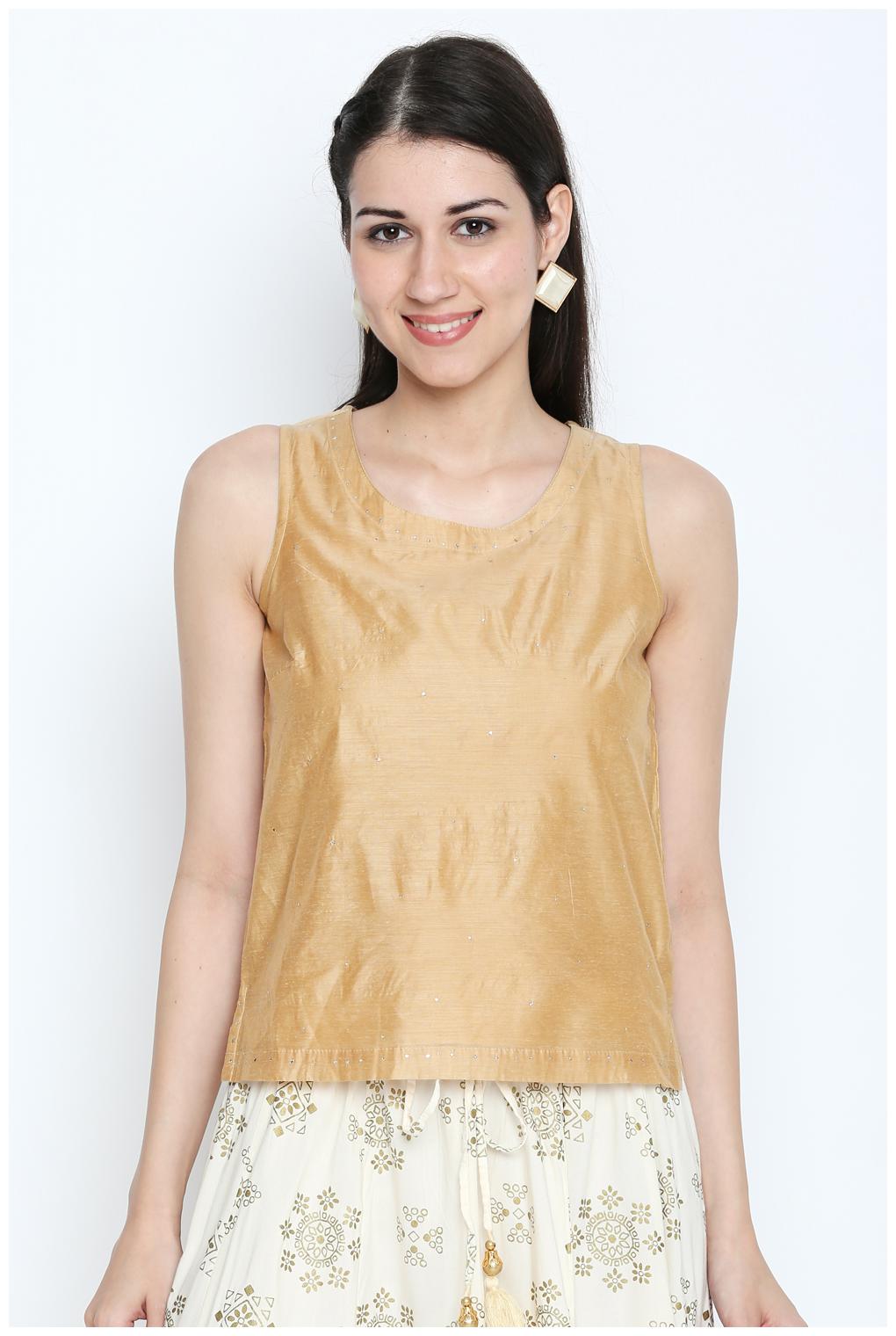 

Akkriti By Pantaloons Women Solid Regular top - Gold