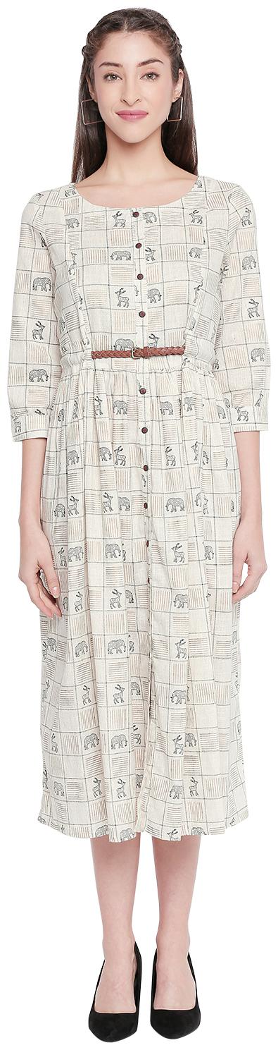

Akkriti By Pantaloons White Printed Shirt dress