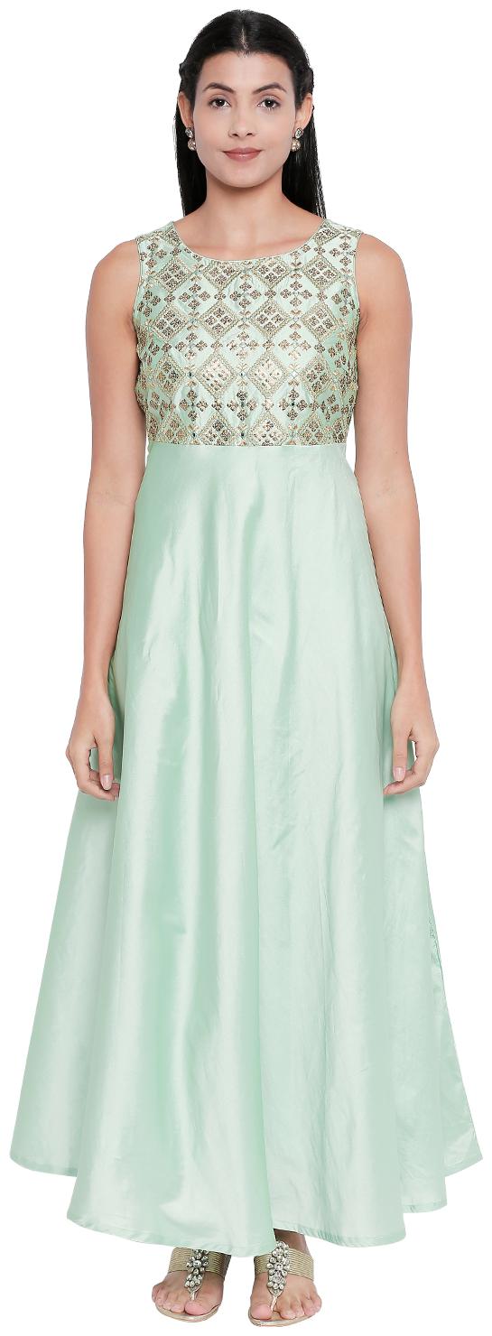 

Akkriti By Pantaloons Green Embroidered Shirt dress
