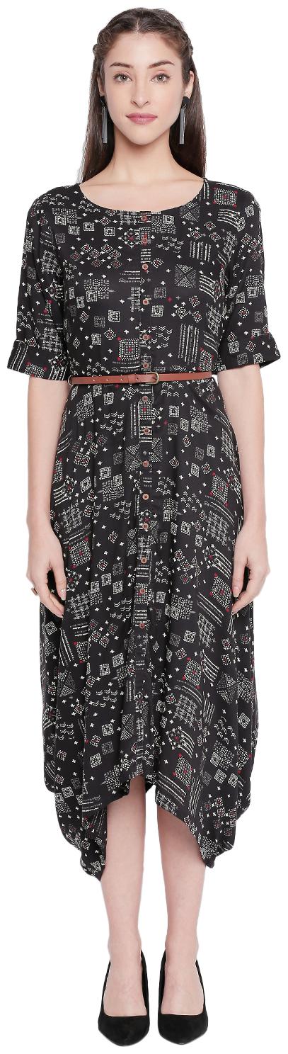 

Akkriti By Pantaloons Grey Printed Shirt dress