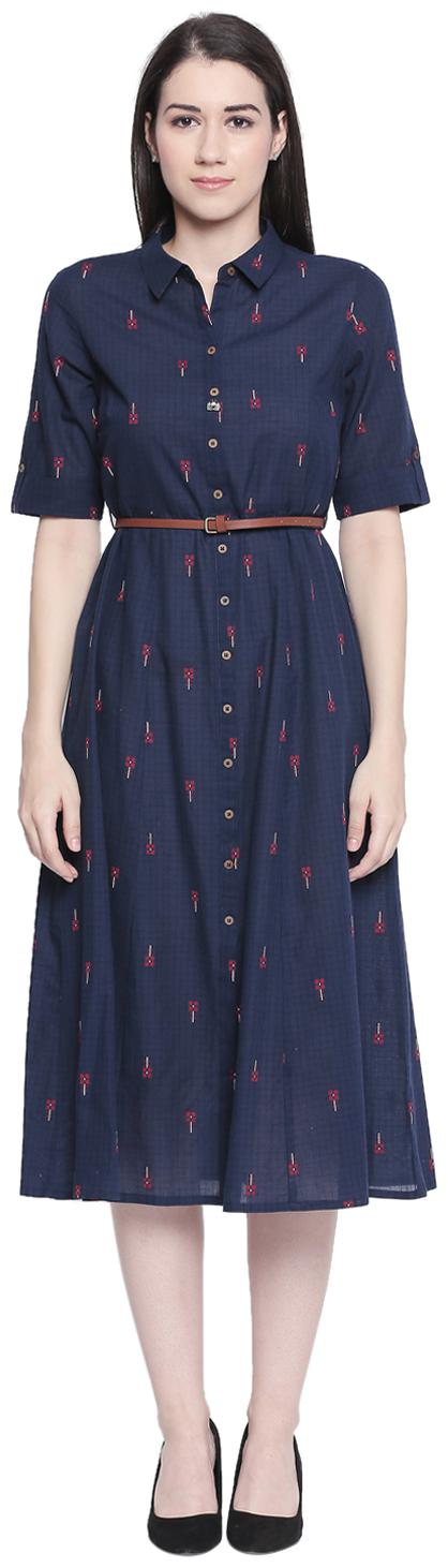 

Akkriti By Pantaloons Blue Printed A-line dress