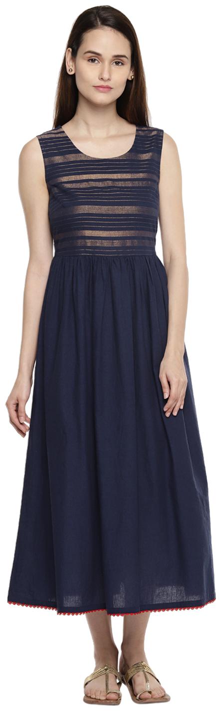

Akkriti By Pantaloons Blue Printed Fit flare dress