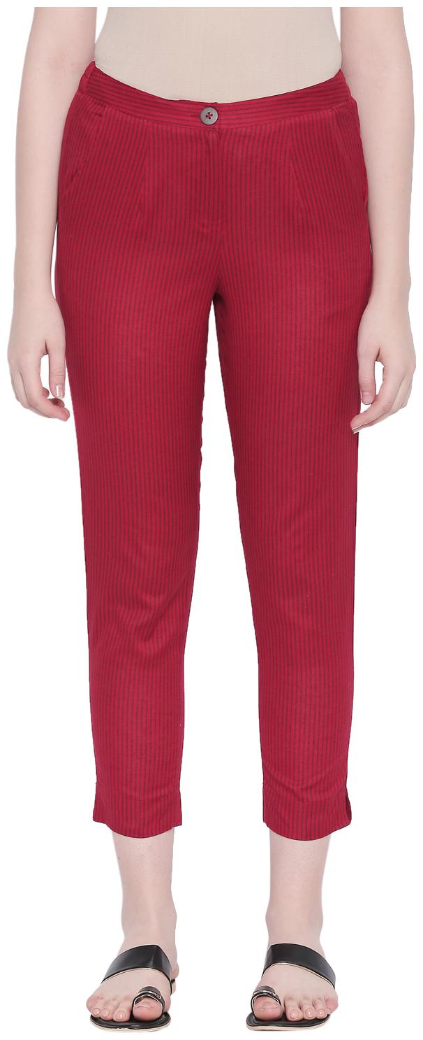 

Akkriti By Pantaloons Women Maroon Regular fit Regular pants