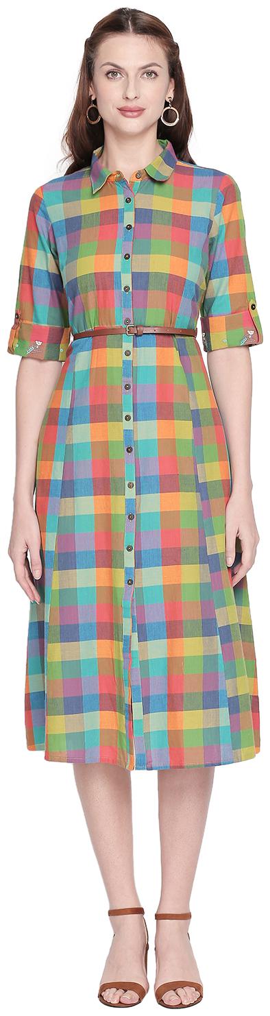 

Akkriti By Pantaloons Multi Checked Shirt dress