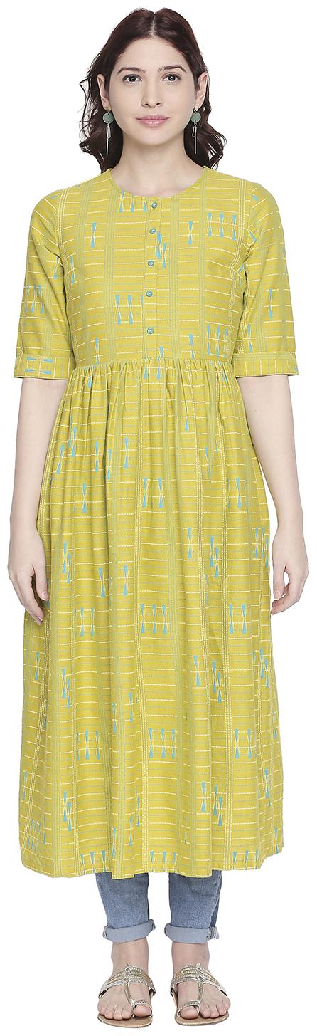 

Akkriti By Pantaloons Green Printed Flared dress