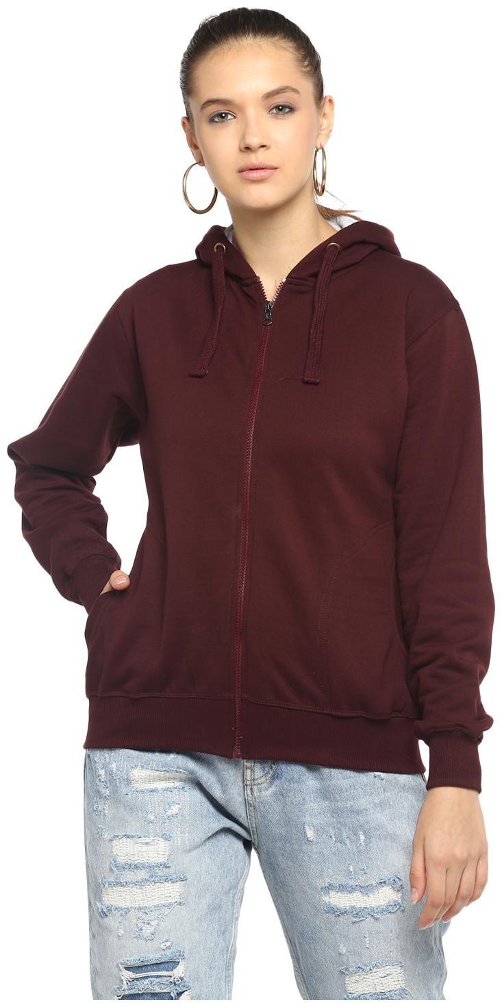 

Alan Jones Clothing Women Solid Sweatshirt - Maroon
