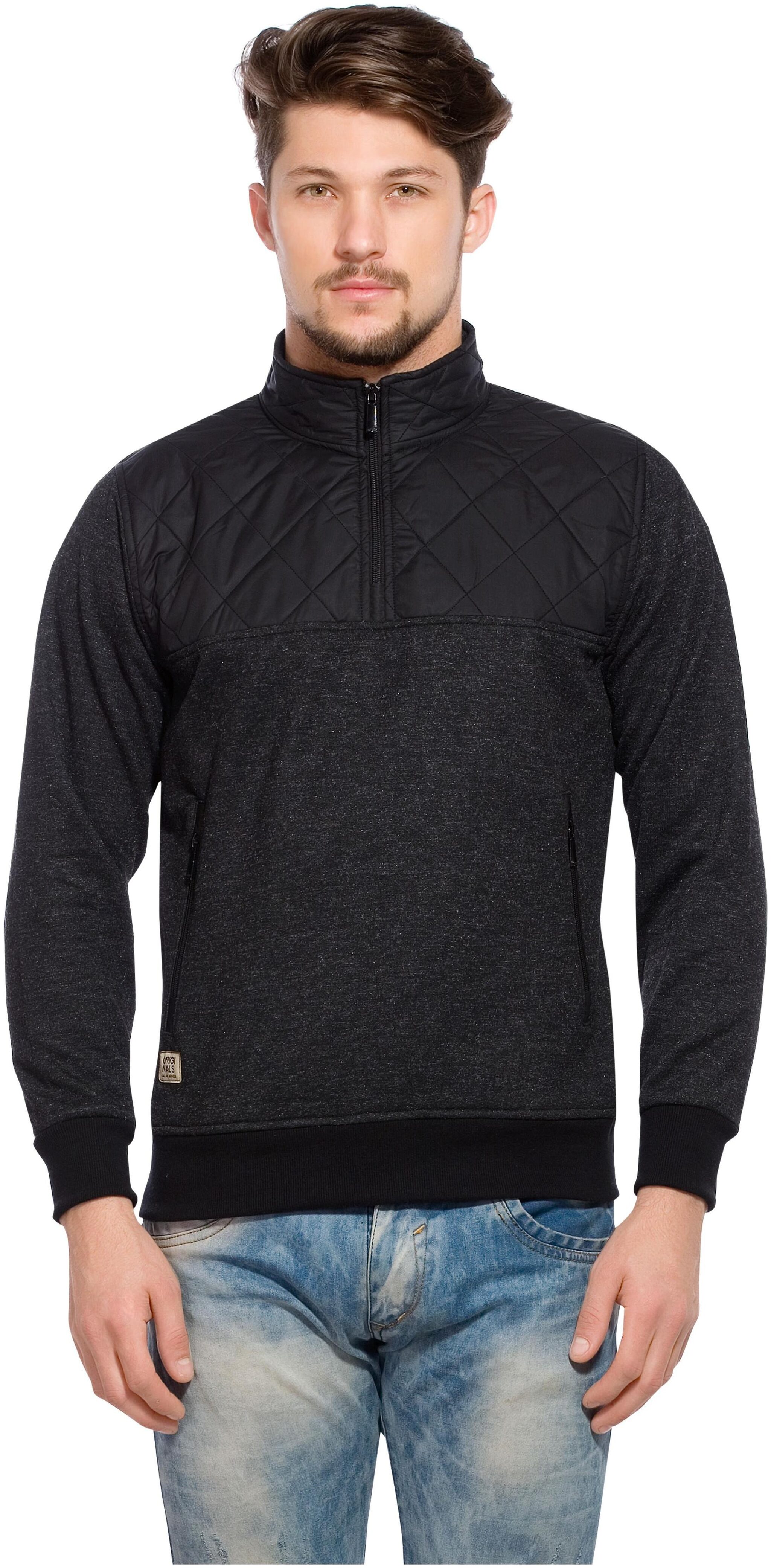 

Alan Jones Men Black High neck Sweatshirt