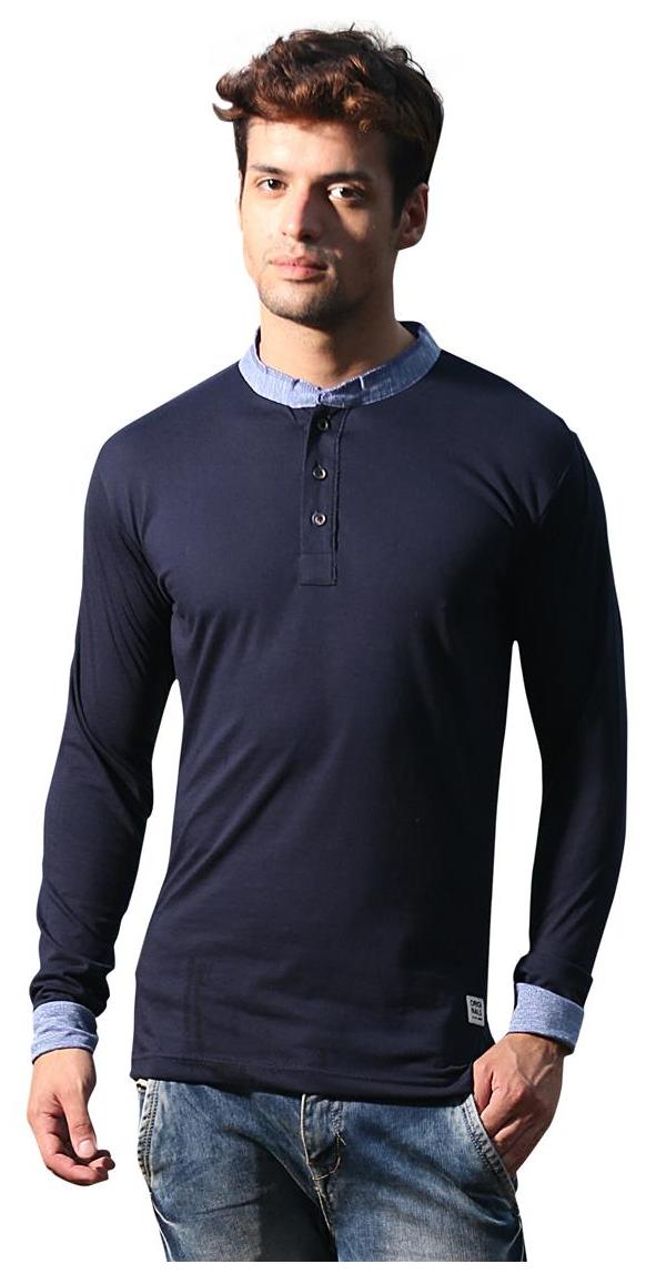 

Alan Jones Clothing Men Blue Slim fit Cotton Mandarin collar T-Shirt - Pack Of 1
