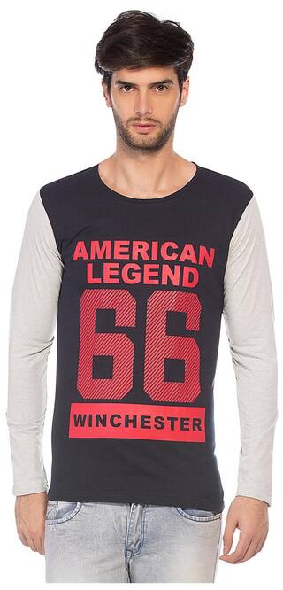Alan Jones Men's Slim Fit Round Neck Printed T-Shirt - Blue