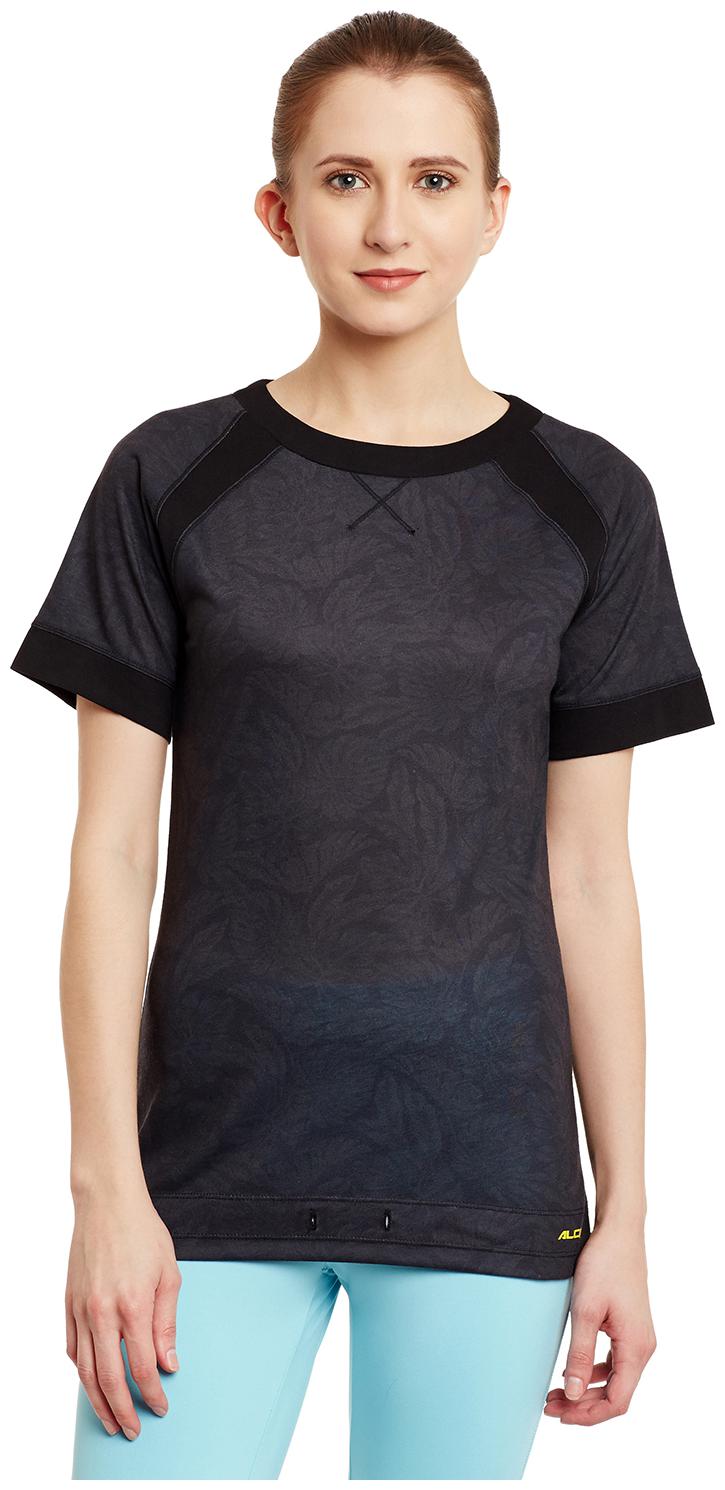 

Alcis Women Printed Sports T-Shirt - Black Grey