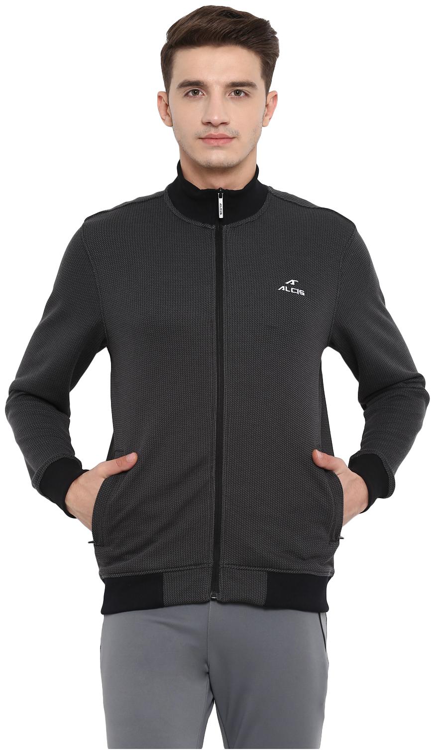 

Alcis Cotton Blend Solid Black Color Sports Jacket For Men