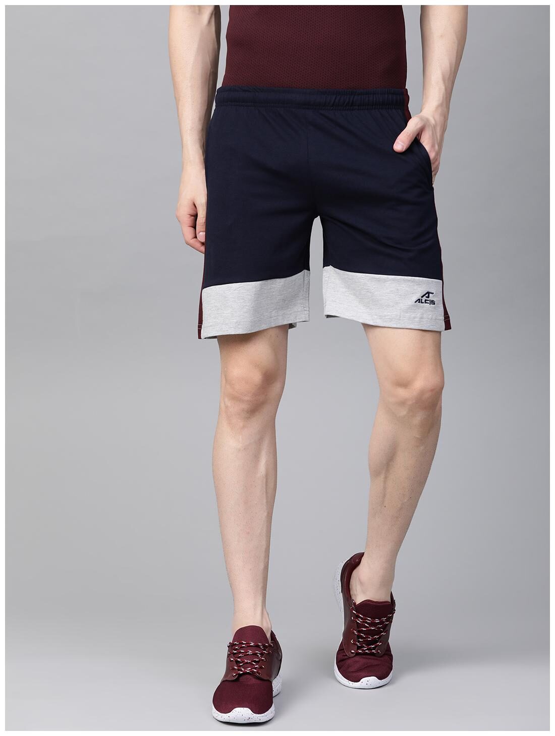 

Alcis Men Cotton Solid Sports Shorts Navy Blue