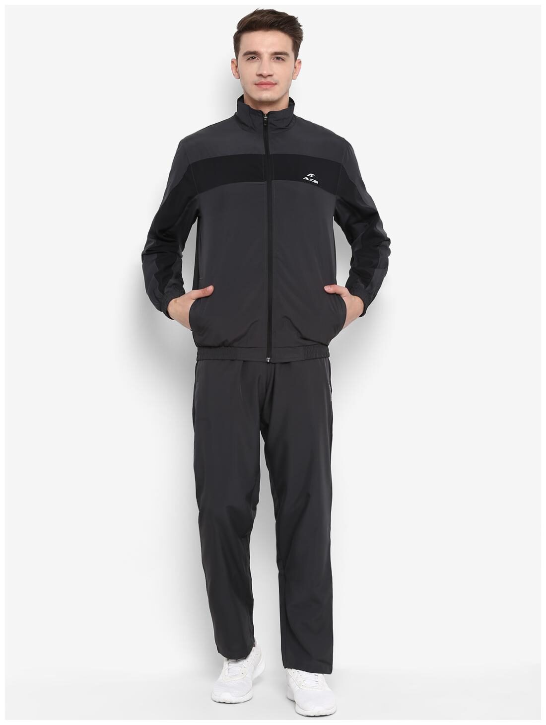 

Alcis Men Grey Solid Slim Fit Track Suit