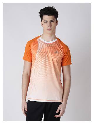 Alcis Mens Orange Solid Running T-Shirt