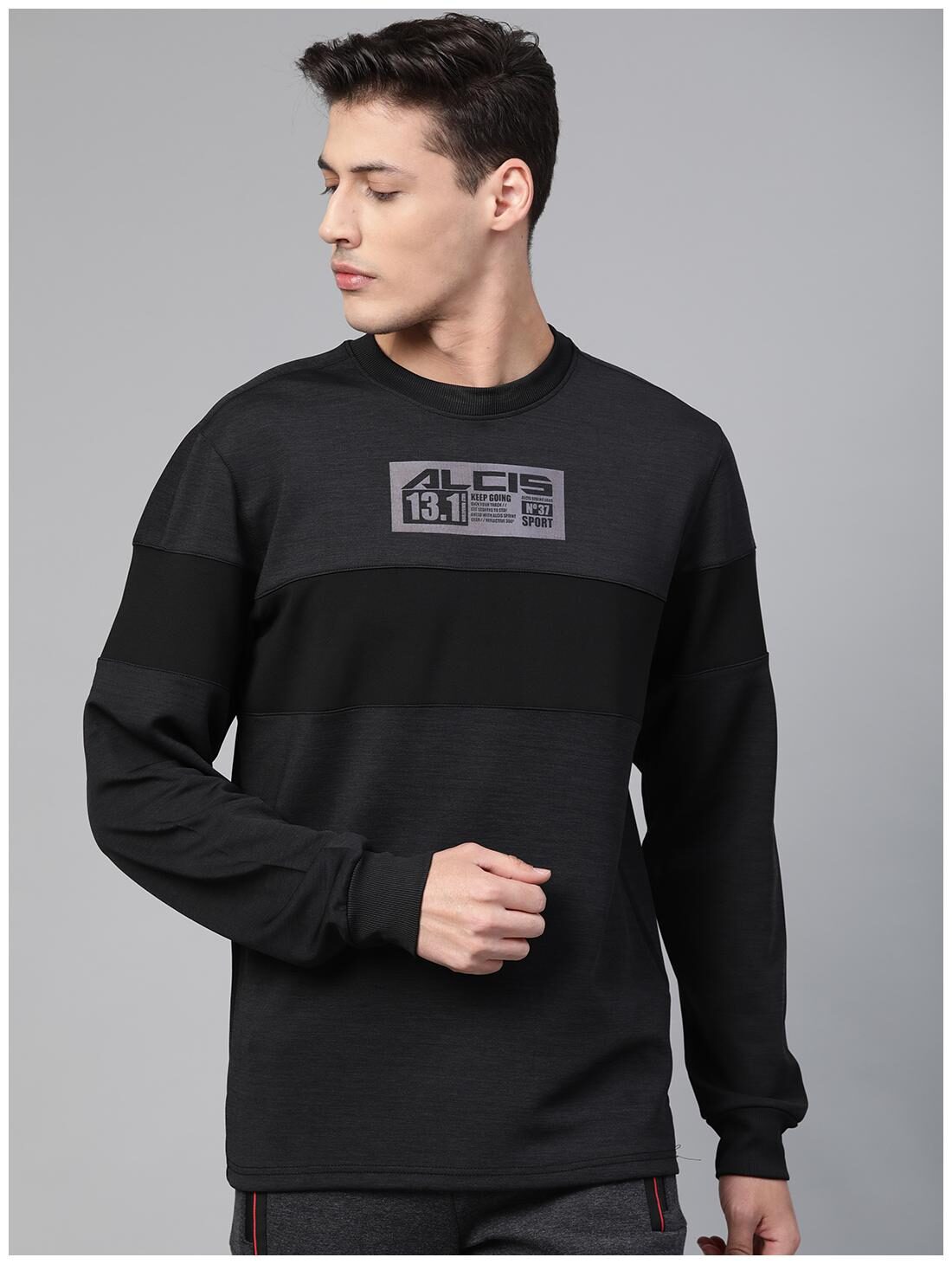 

Alcis Men Grey Round neck Sweatshirt