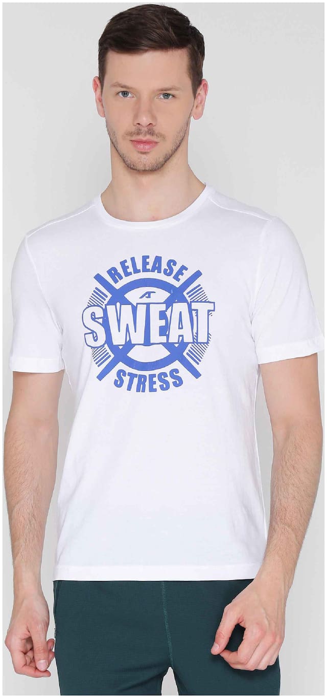Alcis Mens White Printed T-Shirt