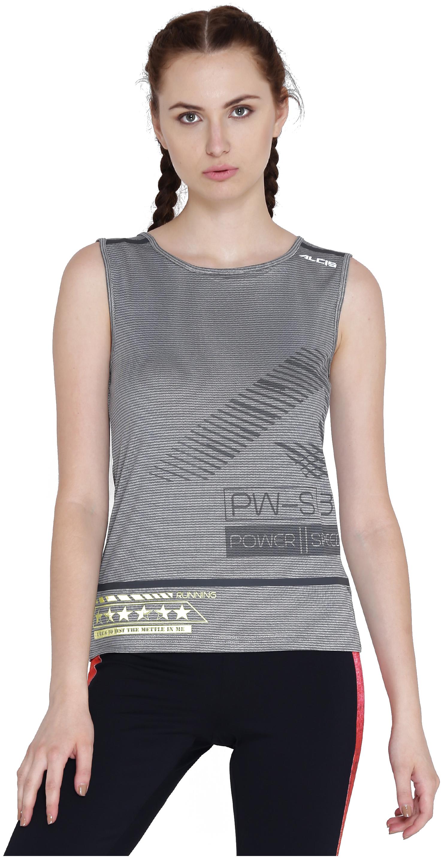 

Alcis Women Grey Slim fit Round neck Polyester T shirt