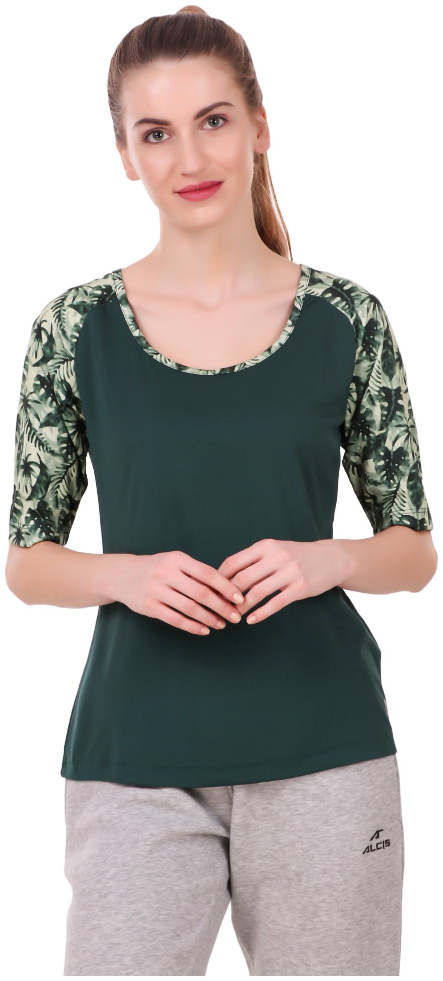 

Alcis Women Solid Sports T-Shirt - Green
