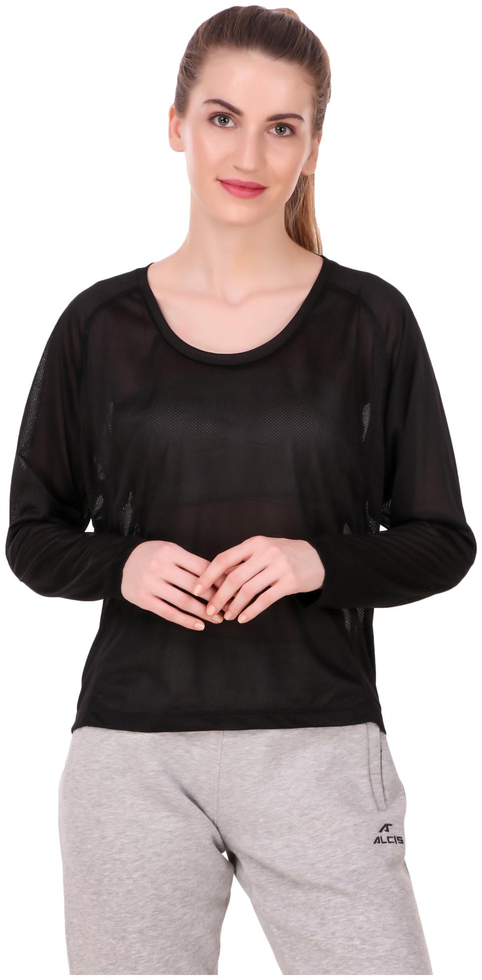 

Alcis Women Solid Sports T-Shirt - Black
