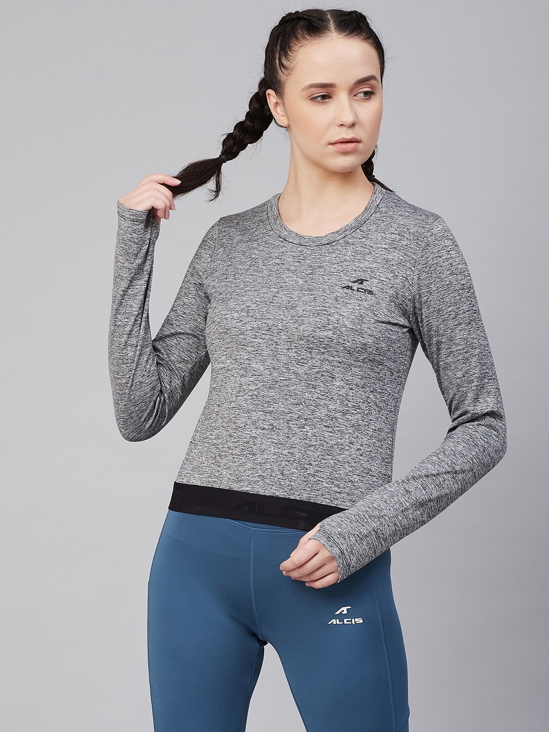 

Alcis Women Solid Sports T-Shirt - Grey
