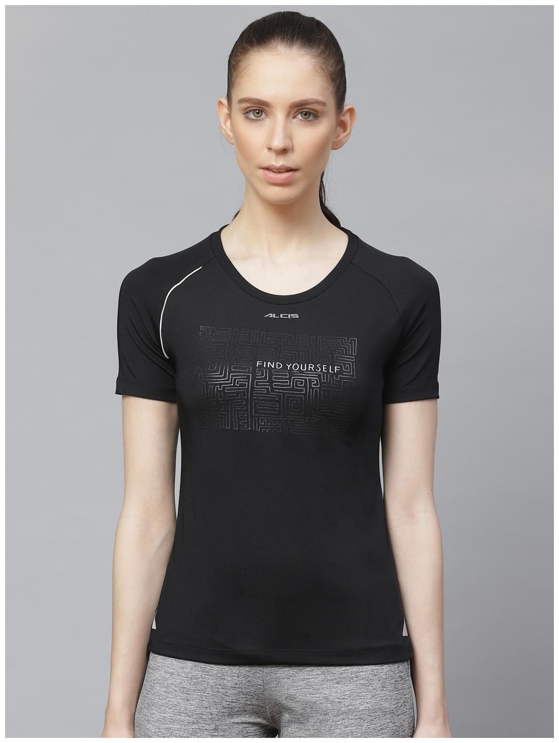 

Alcis Women Printed Sports T-Shirt - Black