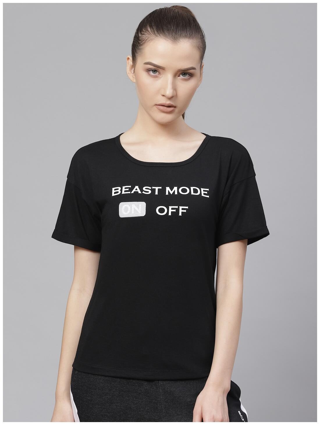 

Alcis Women Printed Sports T-Shirt - Black
