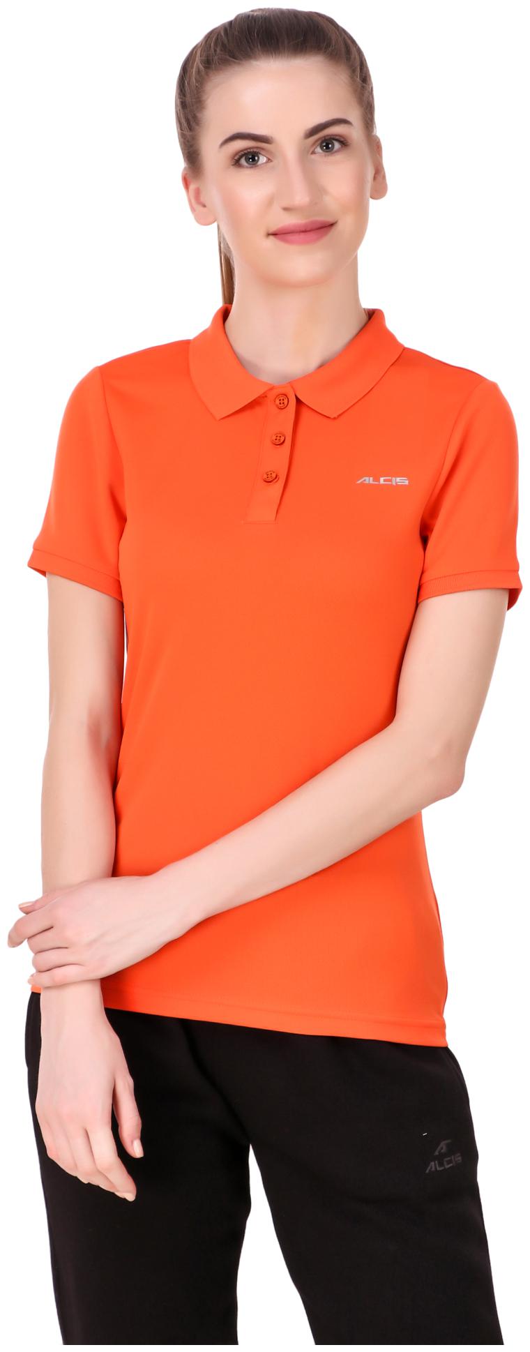 

Alcis Women Orange Regular fit Polo neck Polyester T shirt