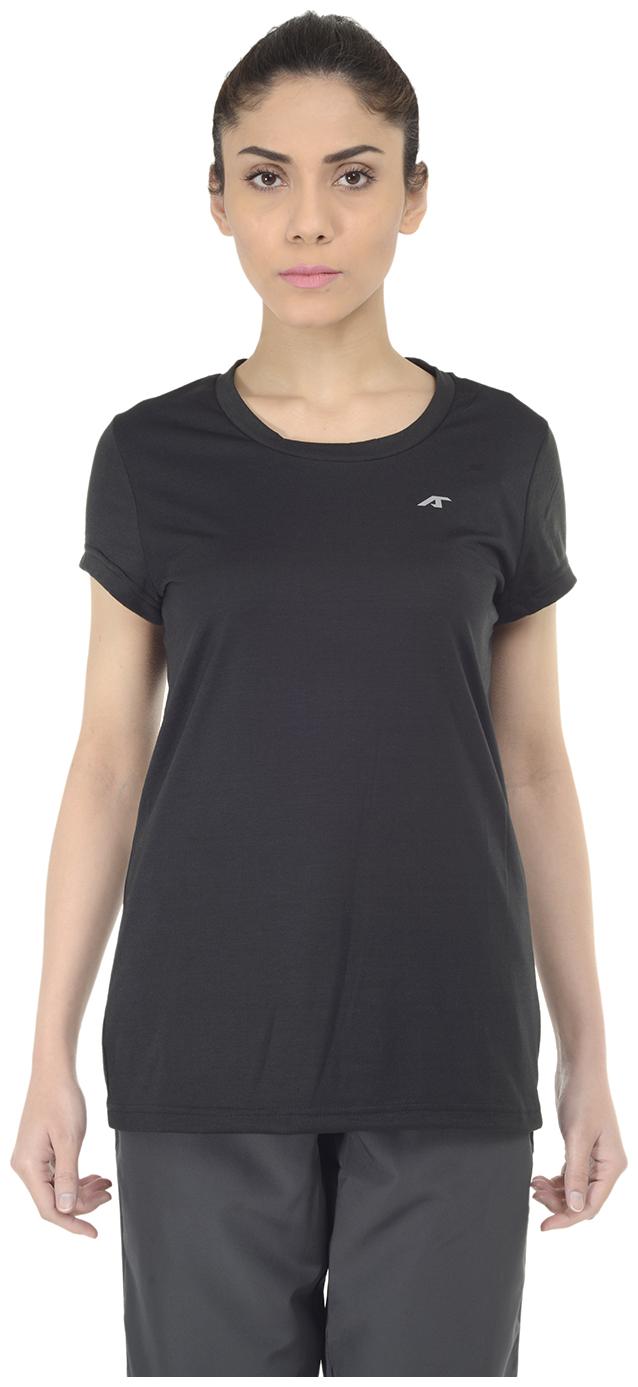 

Alcis Women Black Regular fit Round neck Synthetic T shirt