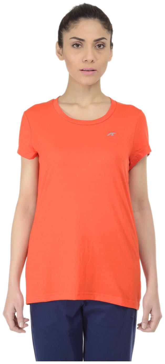 

Alcis Women Orange Regular fit Round neck Synthetic T shirt