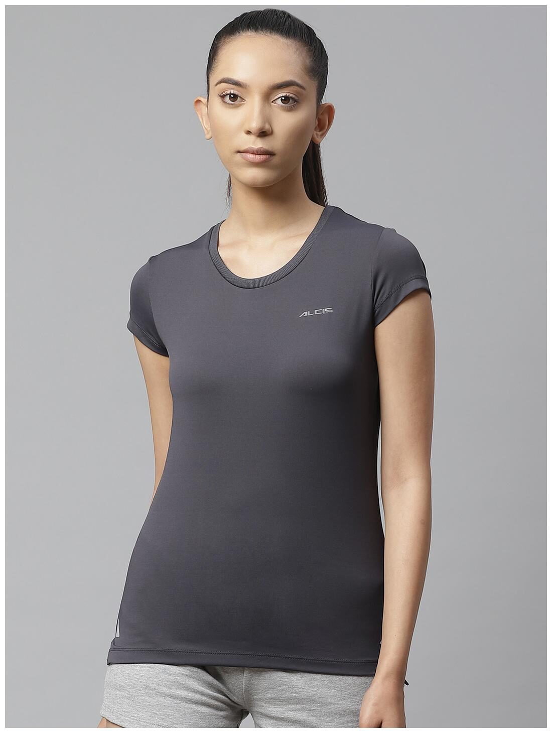 

Alcis Women Solid Sports T-Shirt - Black