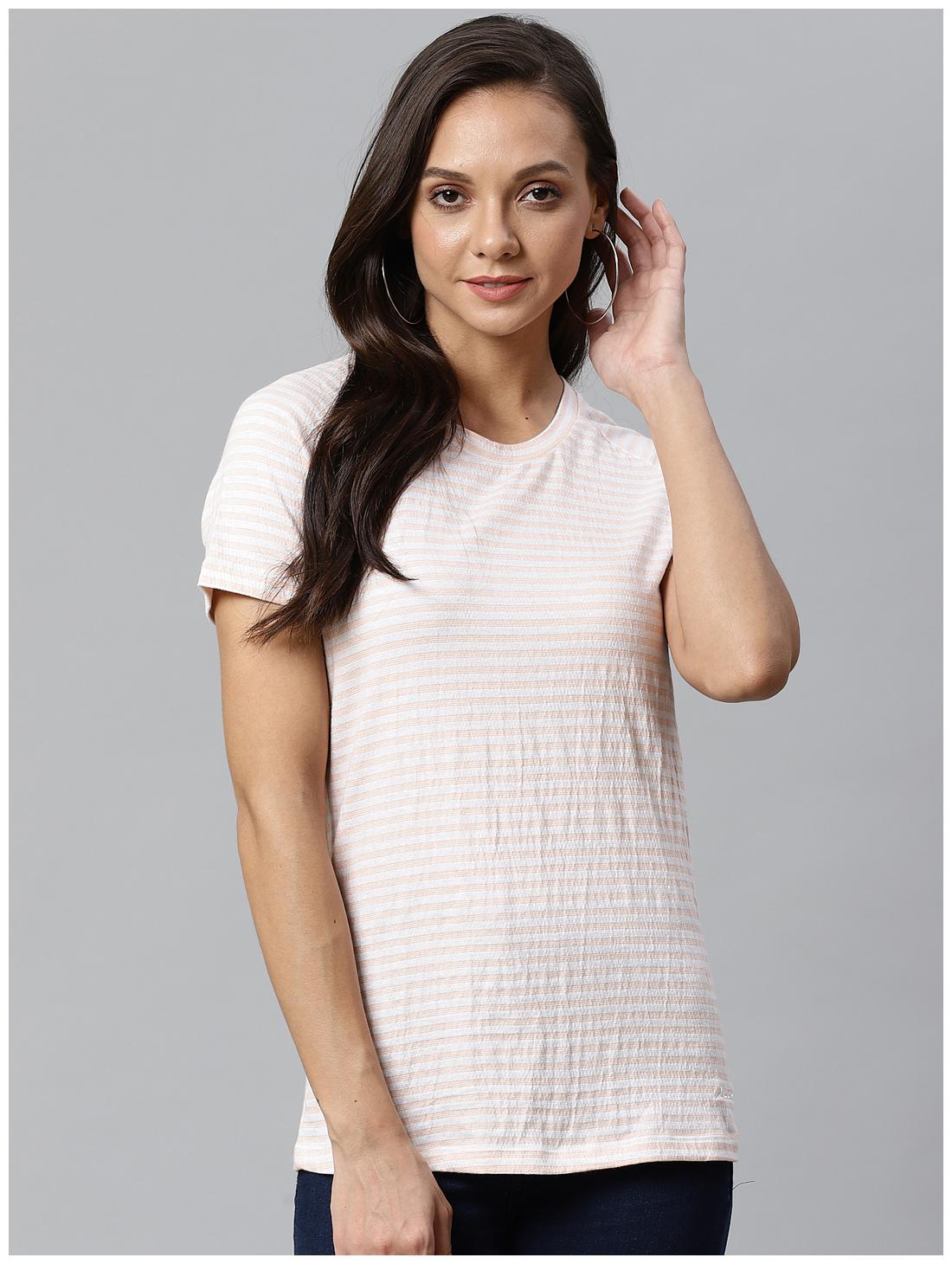 

Alcis Women Striped Sports T-Shirt - Pink