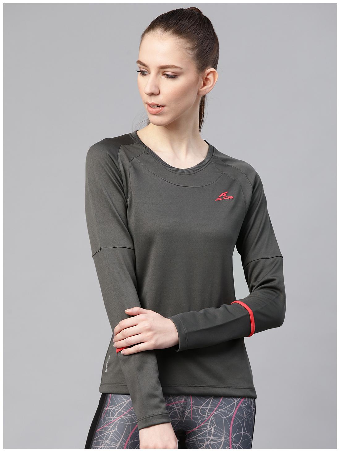 

Alcis Women Solid Sports T-Shirt - Grey