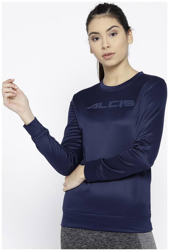 Alcis Women Solid Sweatshirt - Blue