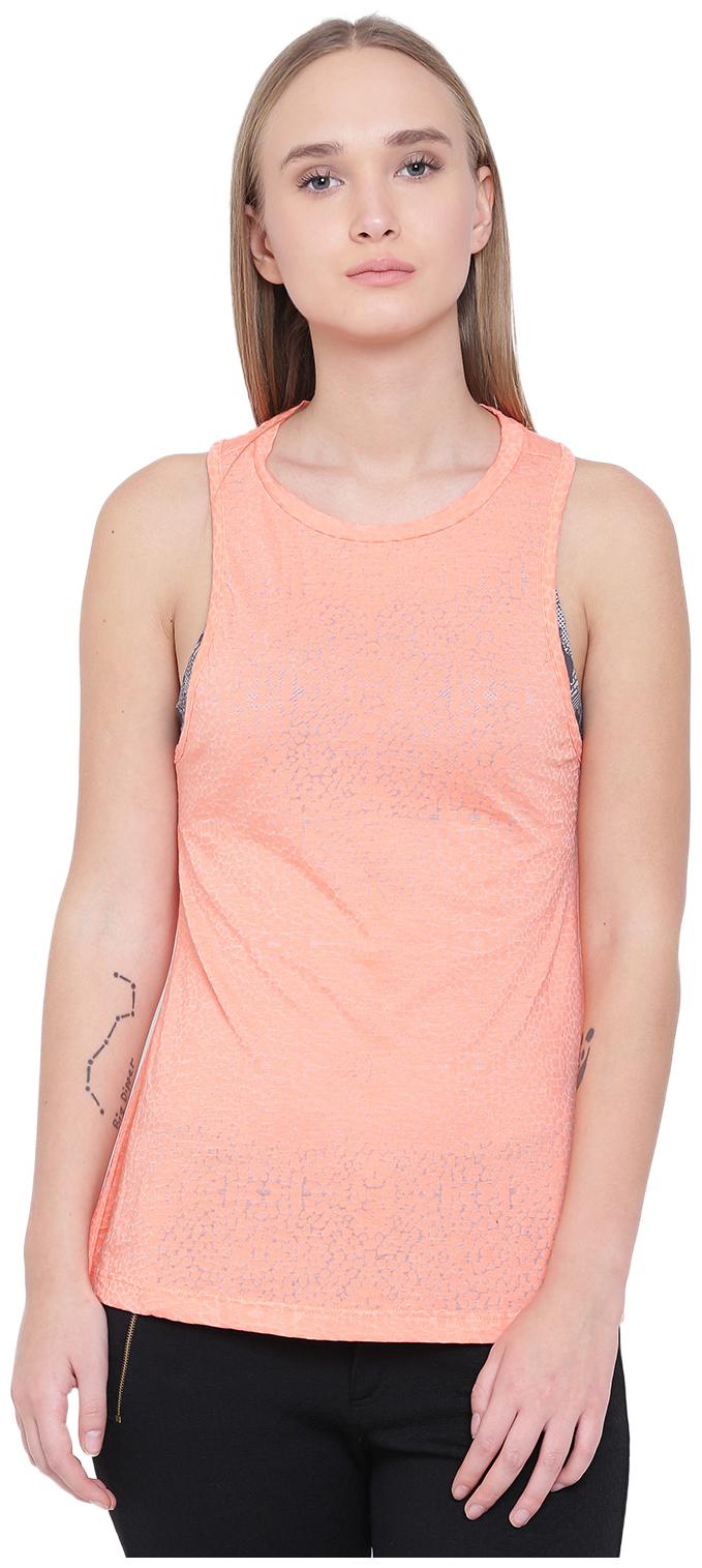 

Alcis Women Orange Slim fit Round neck Blended Tank top