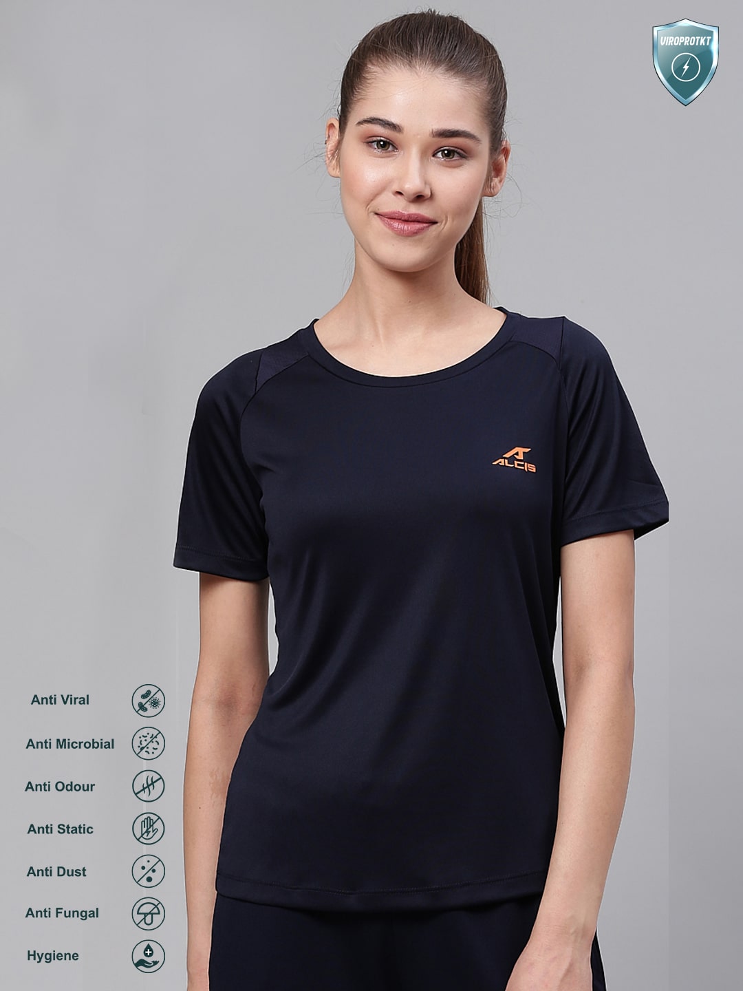 

Alcis Women Solid Sports T-Shirt - Blue