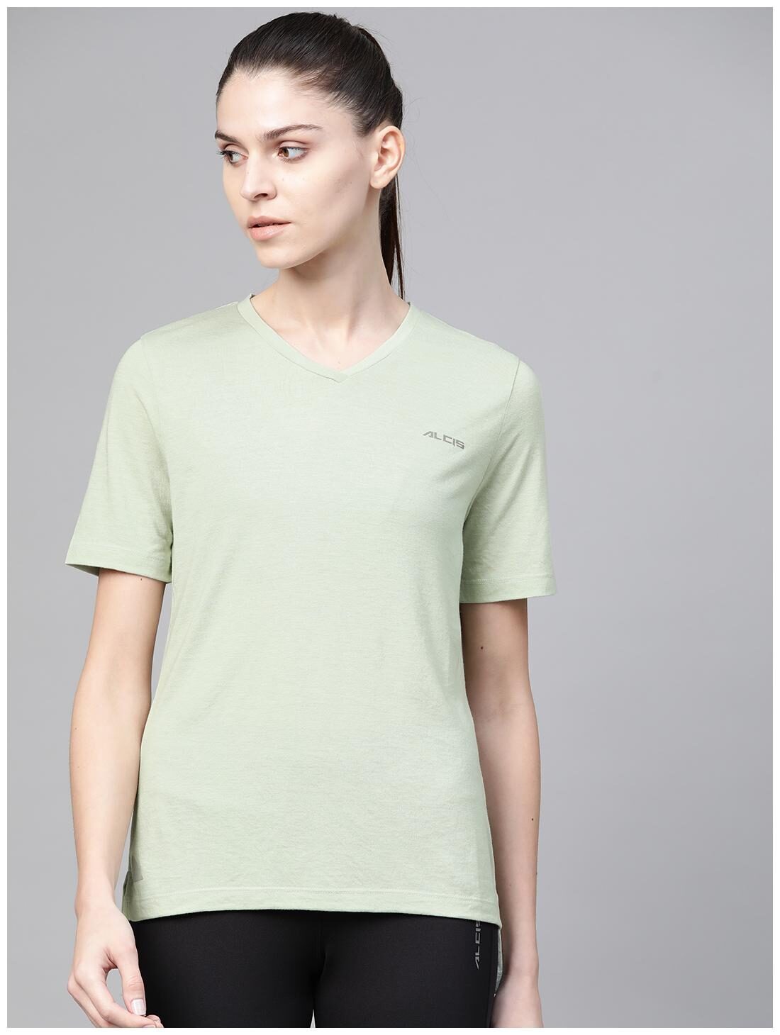 

Alcis Women Solid Sports T-Shirt - Green