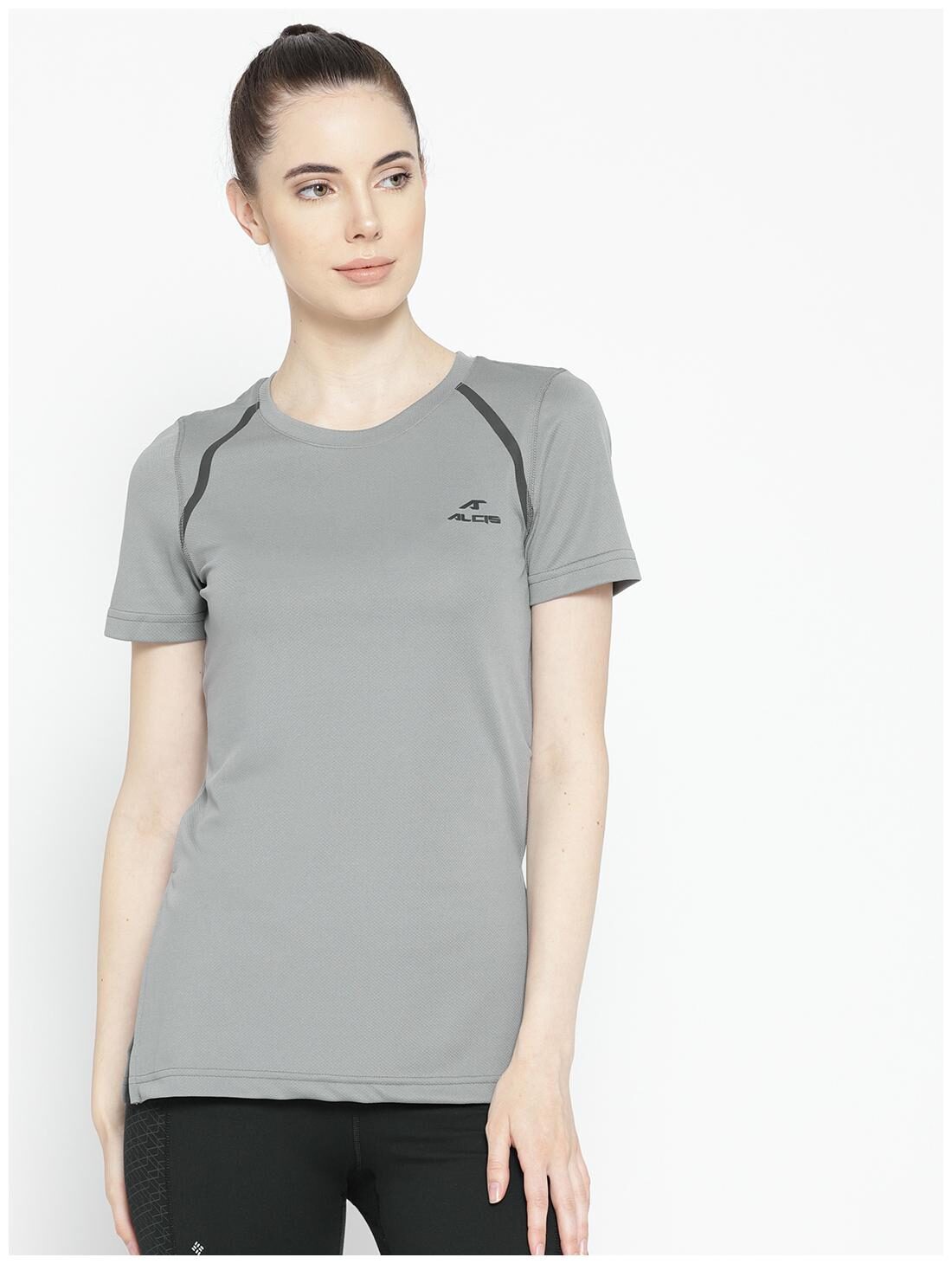 

Alcis Women Solid Sports T-Shirt - Grey