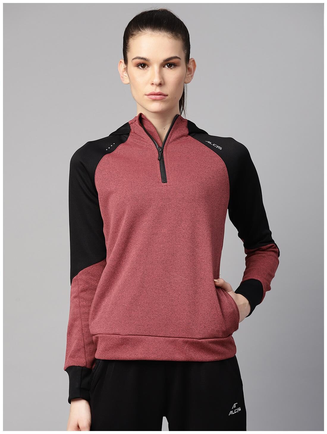 

Alcis Women Colourblocked Sweatshirt - Red Black