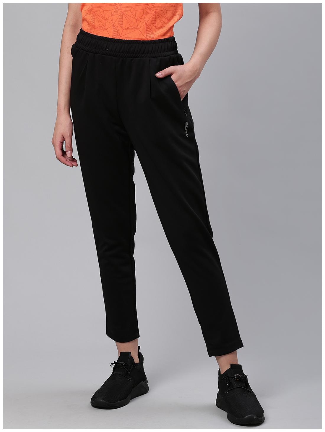 

Alcis Women Slim fit Polyester Solid Track pants - Black