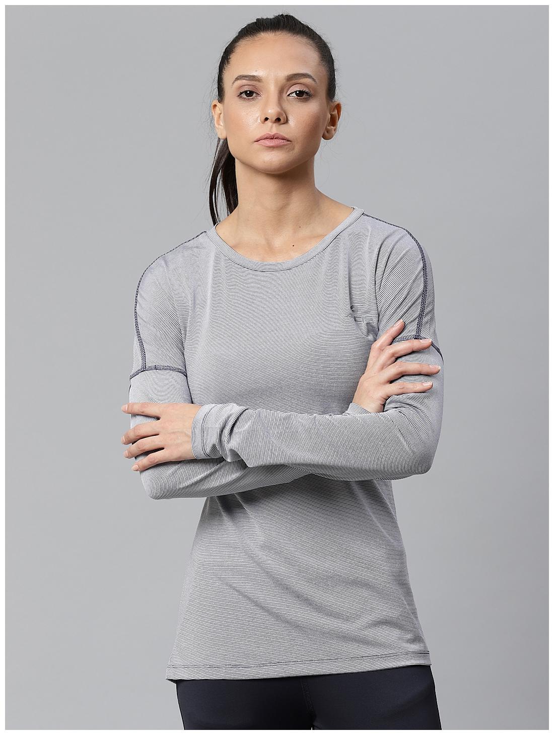 

Alcis Women Striped Sports T-Shirt - Grey