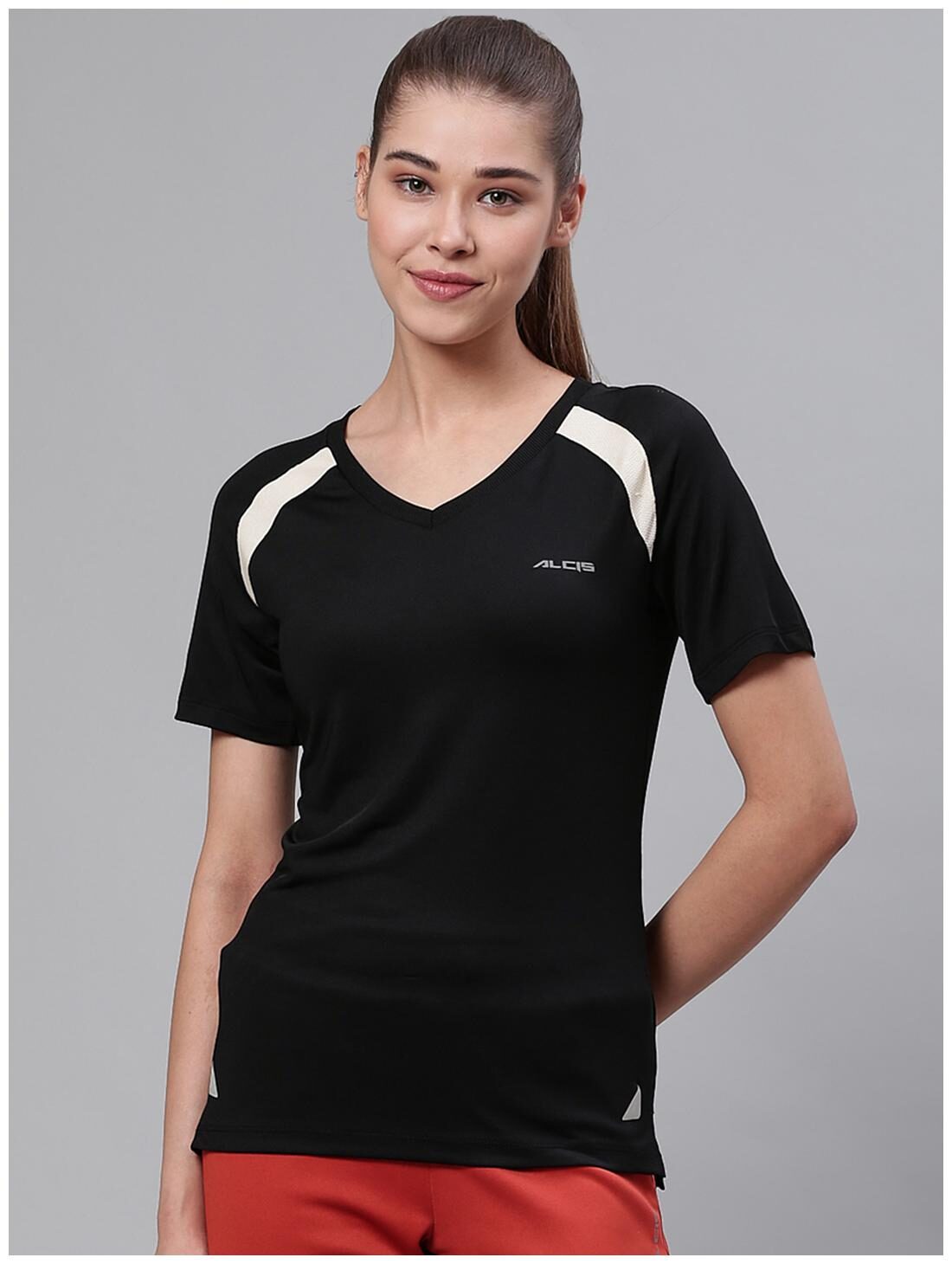 

Alcis Women Solid Sports T-Shirt - Black