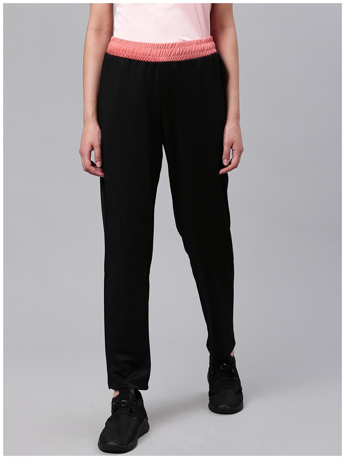 

Alcis Women Slim fit Polyester Solid Track pants - Black