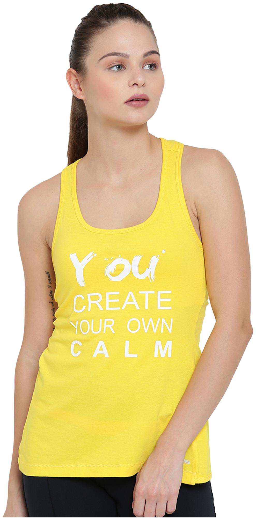 

Alcis Women Yellow Slim fit U neck Blended Tank top