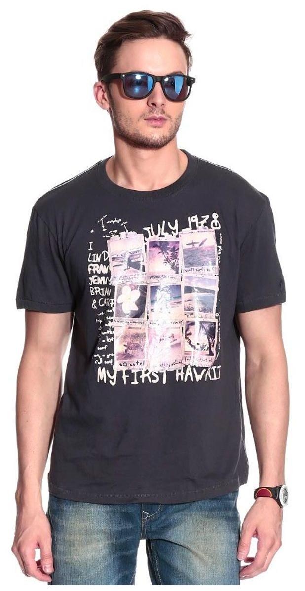 

Alcott Blue Round Neck Printed T-shirt