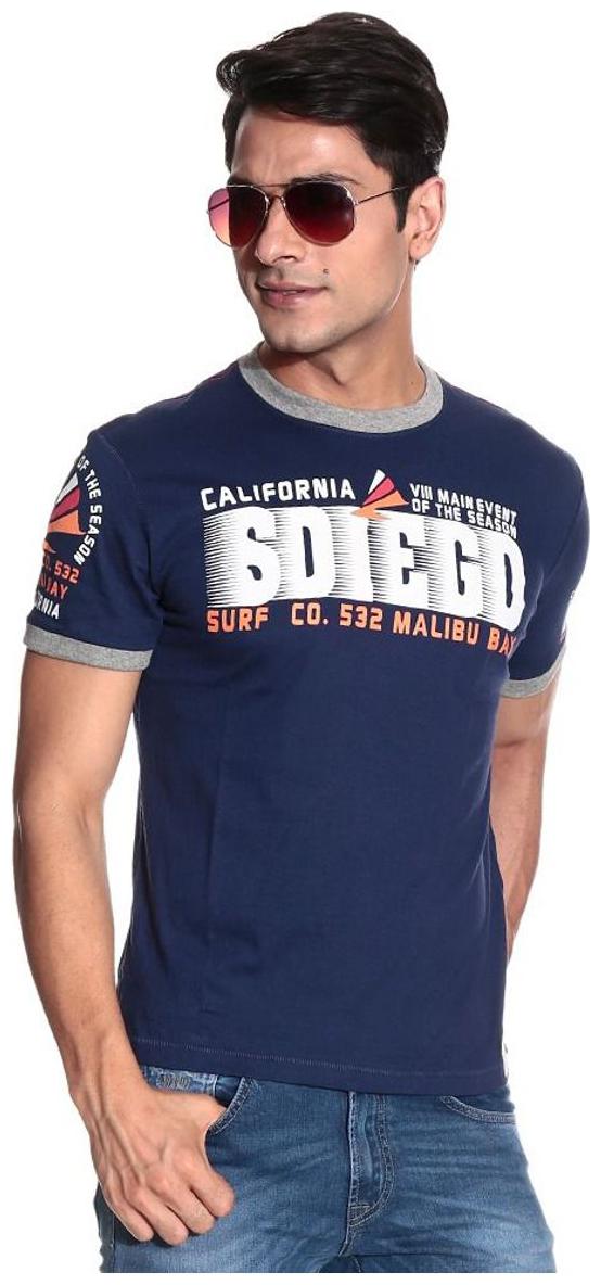 

Alcott Men Blue Slim fit Cotton Round neck T-Shirt - Pack Of 1