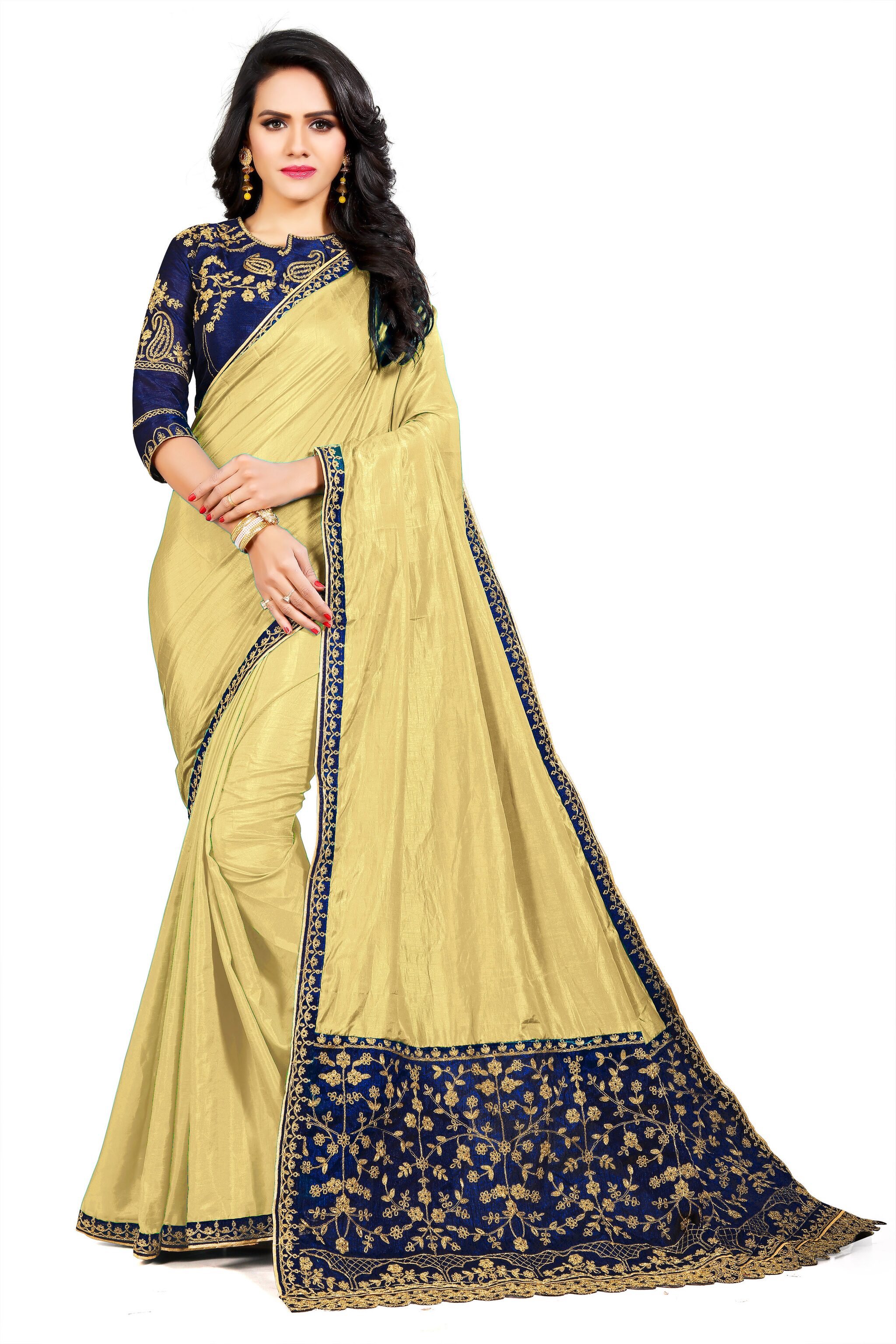 

Aldwych Gold Embroidered Universal Regular Saree With blouse